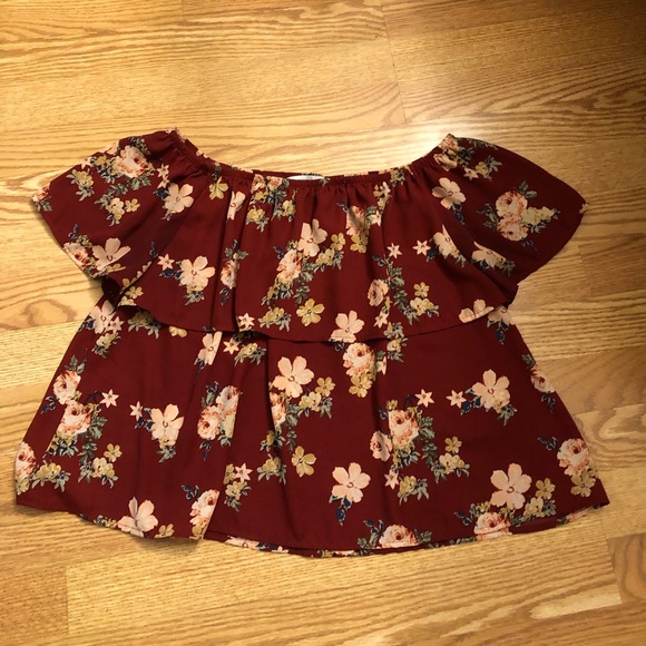 BLUENOTES- Red floral off the should blouse! - Picture 3 of 3
